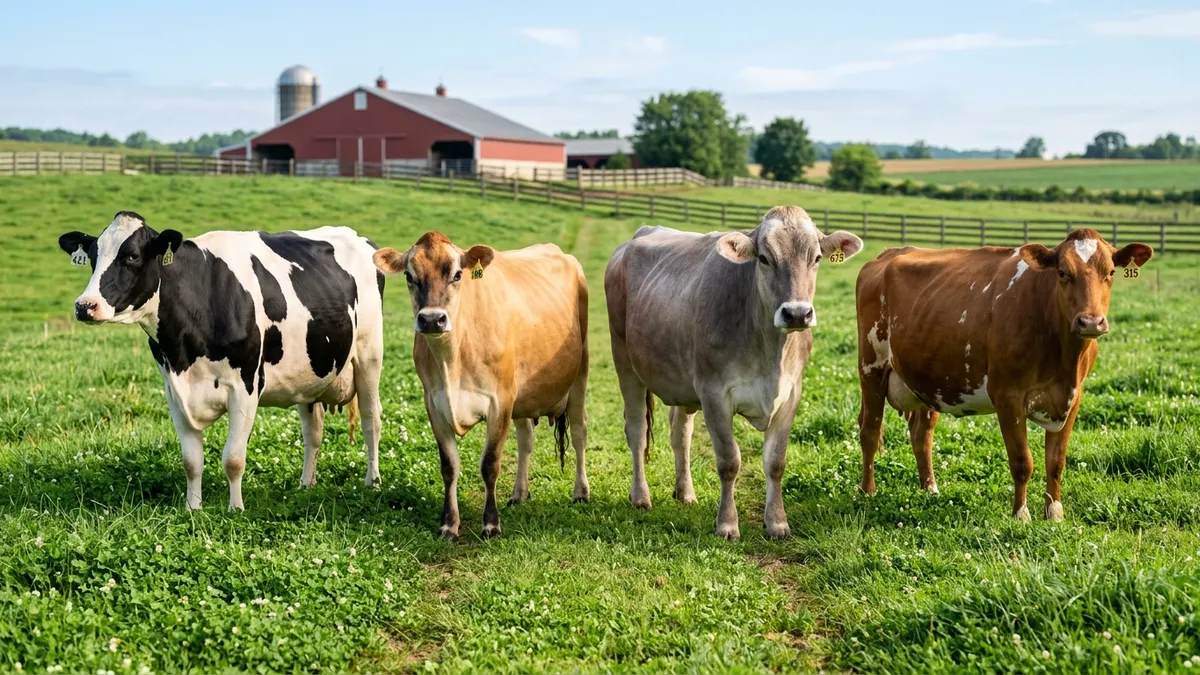 Best dairy cow breeds comparison including Holstein, Jersey, and Brown Swiss
