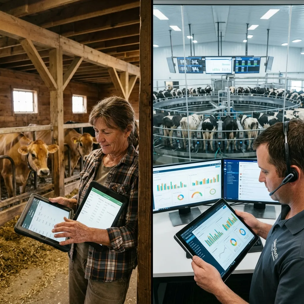 Comparison of small and large dairy farm managers using different dairy farm management software