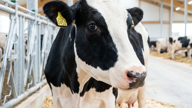 Healthy holstein dairy cows in a clean modern barn