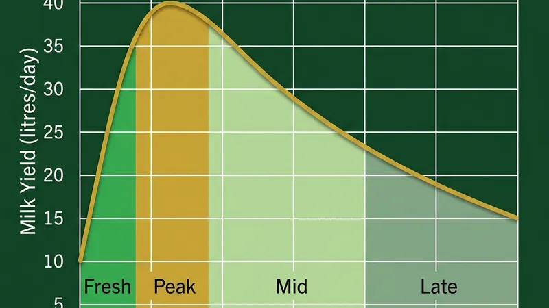 Dairy cow lactation curve showing milk yield over 305 days
