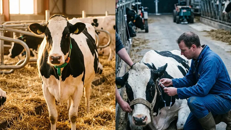 Healthy transition cow in dry pen vs. sick cow receiving calcium IV