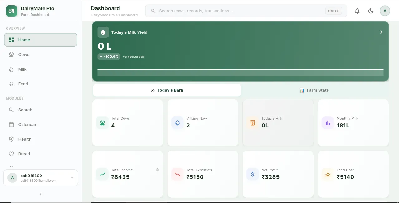 DairyFarmManager Web Dashboard