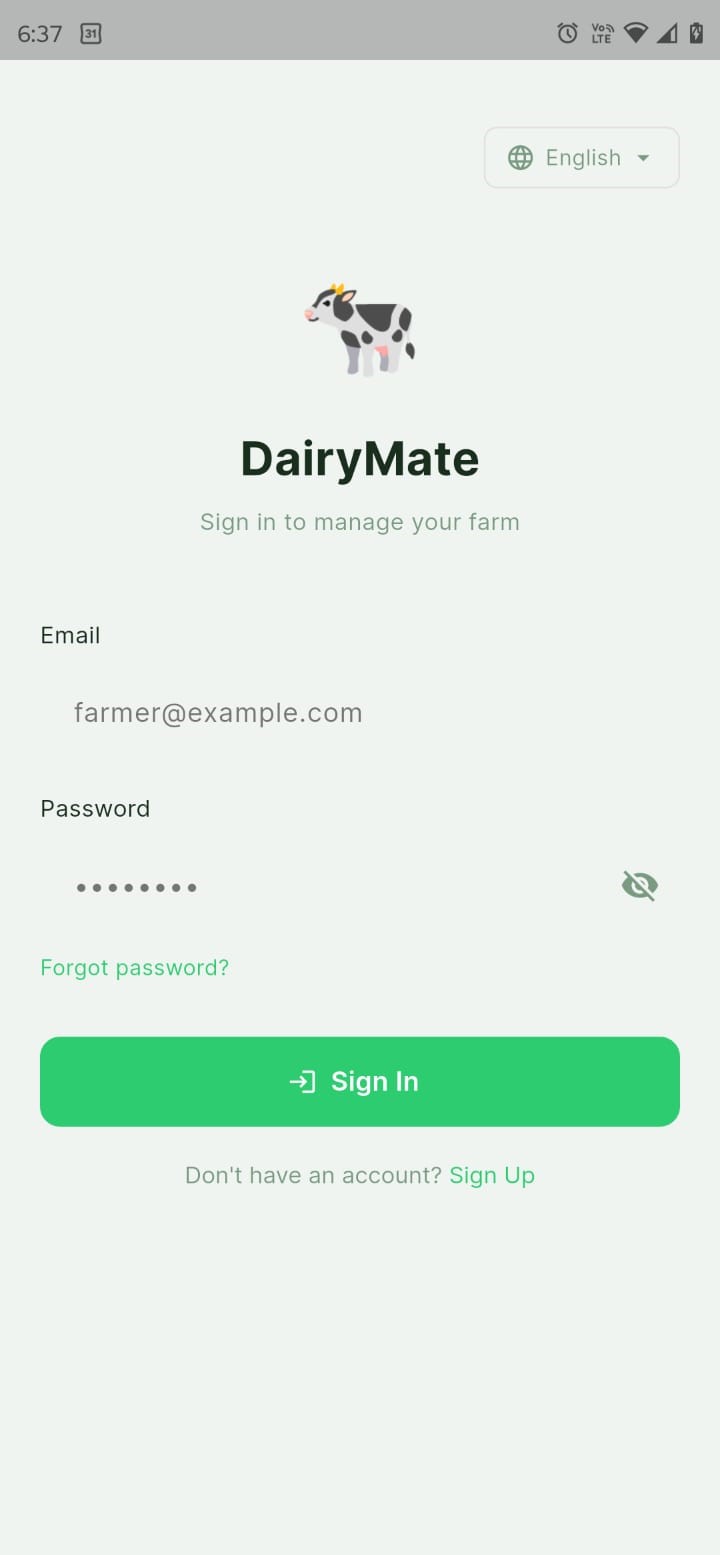 Login screen