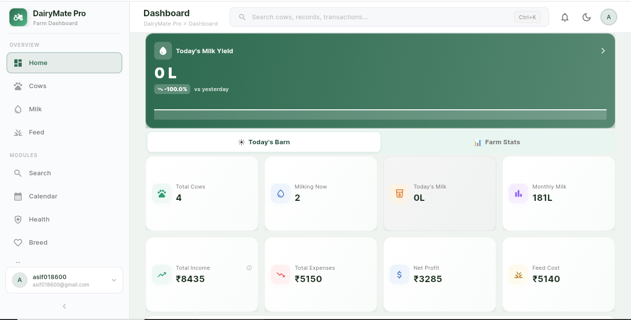 DairyFarmManager Web Dashboard